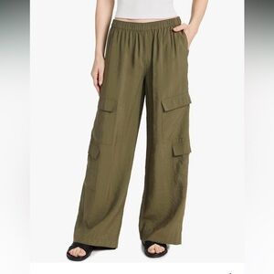 Madewell Women's Pull-On Wide-Leg Cargo Pants Olive Green Small Utility
